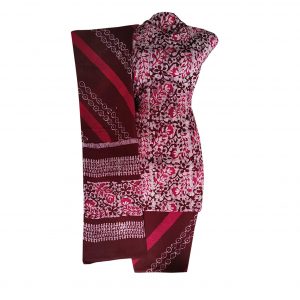 Batik Dress Handloom Cotton Material for Women : Maroon & Pink | BDM873