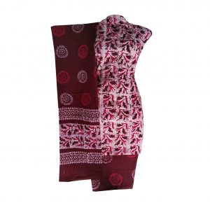 Batik Dress Handloom Cotton Material for Women : Maroon & Pink | BDM874
