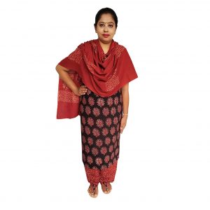 Batik Dress Handloom Cotton Material for Women : Maroon & Black | BDM965