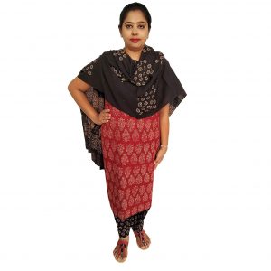 Batik Dress Handloom Cotton Material for Women : Maroon & Black | BDM966