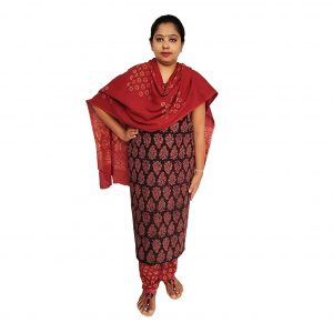Batik Dress Handloom Cotton Material for Women : Maroon & Black | BDM967