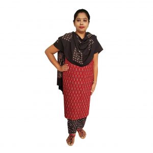Batik Dress Handloom Cotton Material for Women : Maroon & Black | BDM968