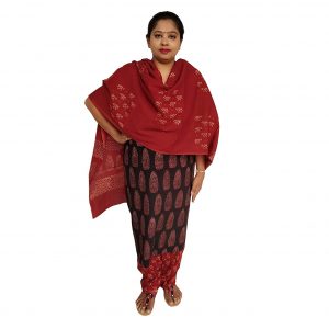 Batik Dress Handloom Cotton Material for Women : Maroon & Black | BDM971