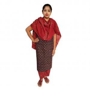 Batik Dress Handloom Cotton Material for Women : Maroon & Black | BDM973