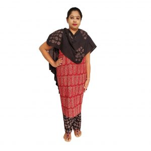 Batik Dress Handloom Cotton Material for Women : Maroon & Black | BDM974