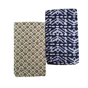 Lungi for Men Cotton Wax Batik Handloom : White & Blue | Set of 2 | L41