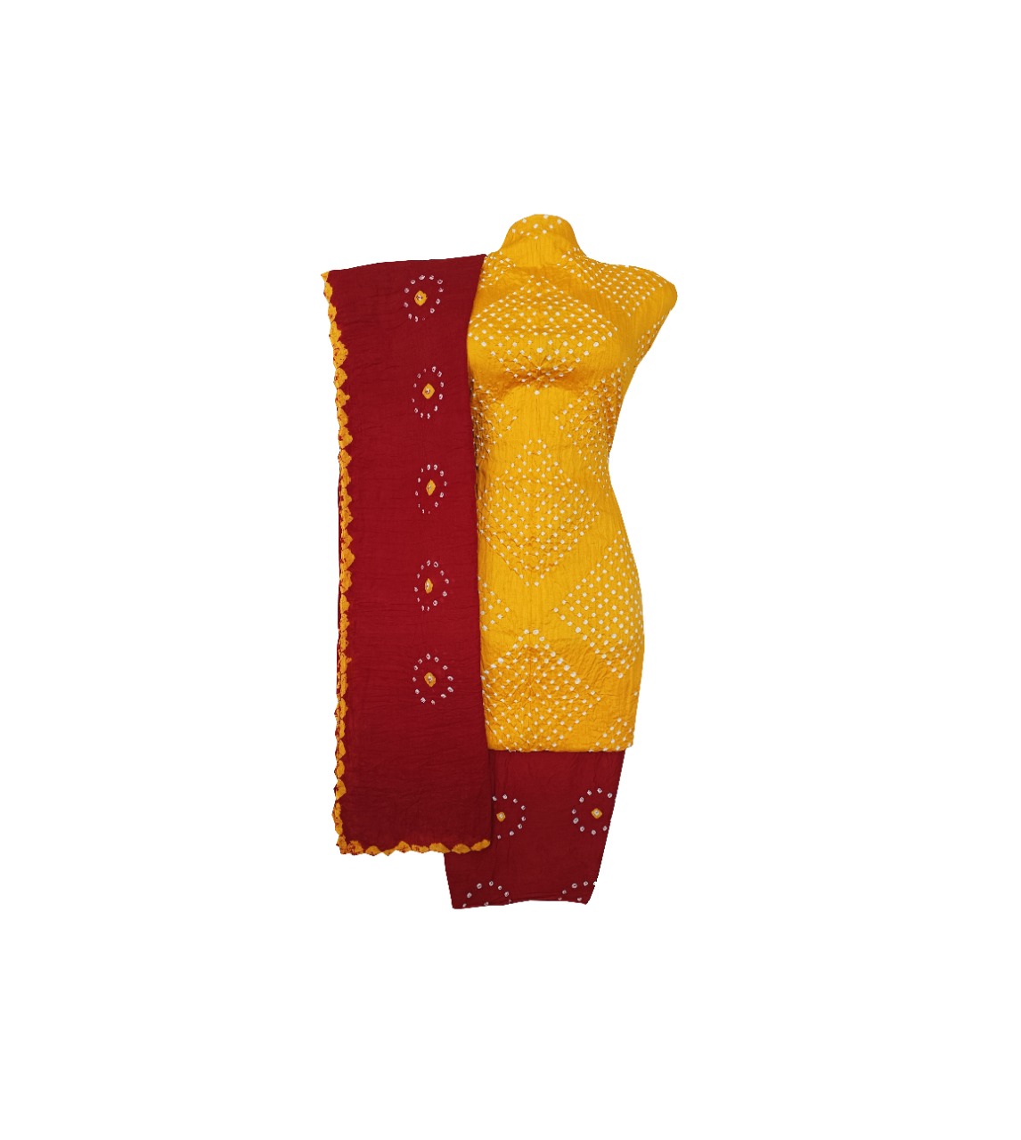 Women's Kutchi Bandhani Dress Materials for Women Cotton Bandhej Salwar Sute
