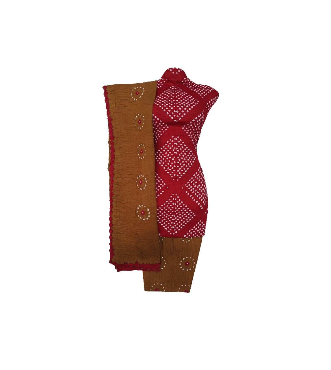 Women's Kutchi Bandhani Dress Materials for Women Cotton Bandhej Salwar Sute